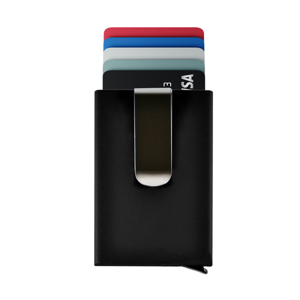 Black Matte Pop Up Wallet RFID Blocking Slim